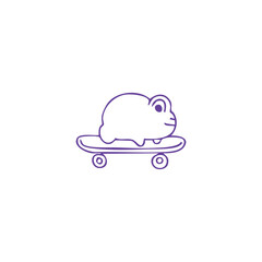 Rabbit Riding a Skateboard Line Art