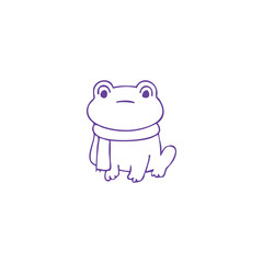 Minimalist Purple Frog in Scarf Illustration