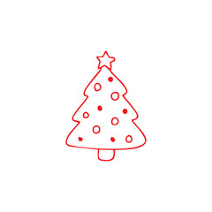 Simple Red Christmas Tree Illustration