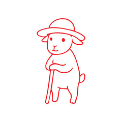 Smiling Sheep in a Hat