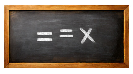 Mathematical equation with chalk on blackboard isolated on transparent background