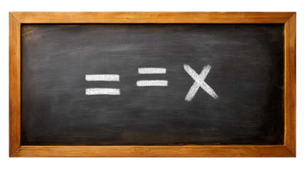 Mathematical equation with chalk on blackboard isolated on transparent background