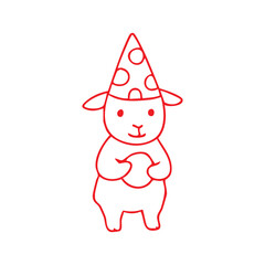 Cute Cartoon Sheep in Party Hat