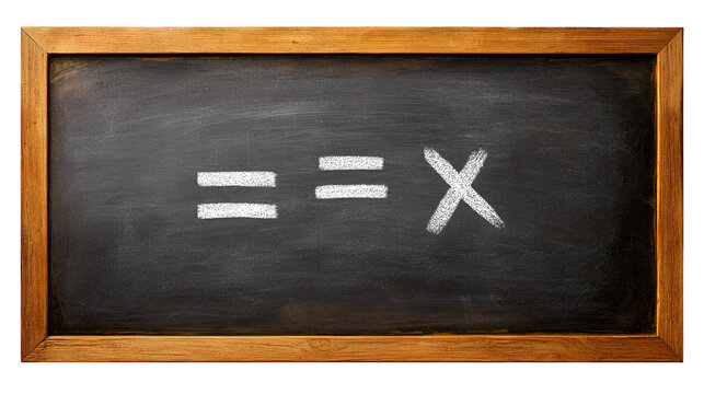 Mathematical equation with chalk on blackboard isolated on transparent background