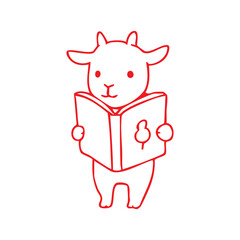 Cute Cartoon Cow Reading a Book