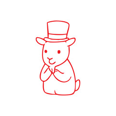 Elegant cartoon rabbit in a top hat