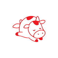Cute Cartoon Cow Sleeping