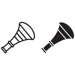 Line and Solid Style Vector Icons of a Horn