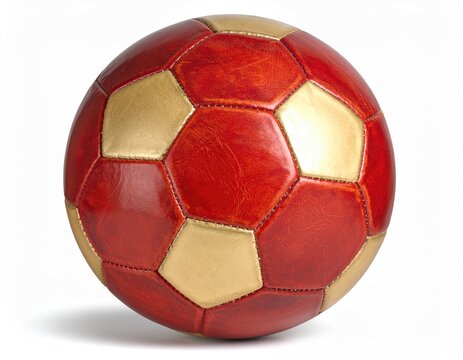 Two-toned soccer ball with red & gold panels