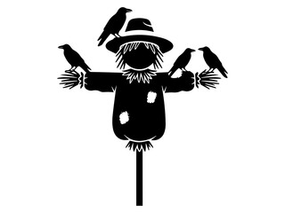 Scarecrow with crows Silhouette design
