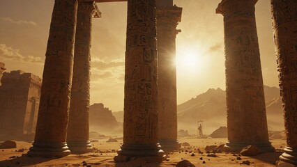 a group of pillars in a desert