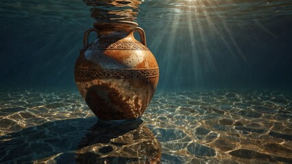 a vase floating in a body of water