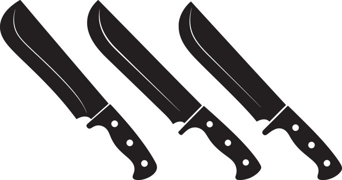 Three sharp machete blades arranged diagonally silhouette