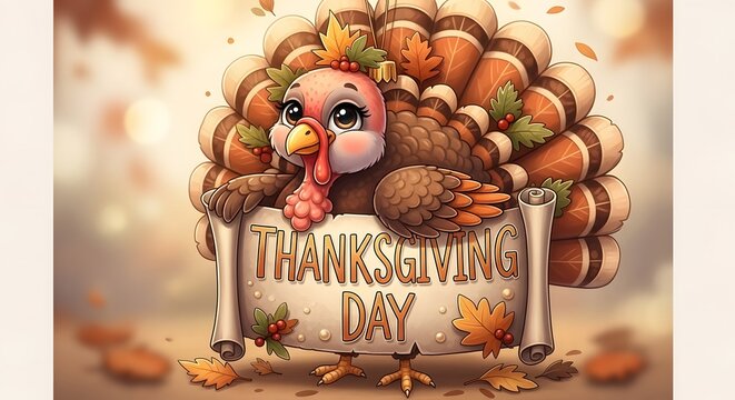A humorous and playful design concept for a Thanksgiving Day greeting card or social media post