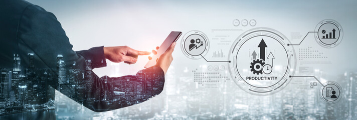 Productivity improvement in digital business, showing productivity tools, productivity tracking, productivity optimization, and workflow for business workplace efficiency. Spline