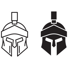 Ancient Warrior Helmet Icon in Outline and Glyph Styles