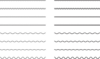 シンプルな波線のベクターイラストセット　
Black simple vector wavy lines