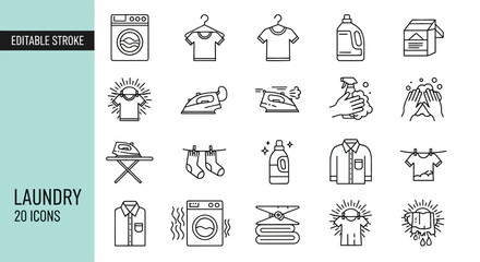Laundry Icons A Comprehensive Set for Cleaning and Washing Related Designs