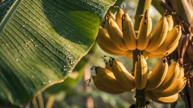 Ripe Bananas on the Tree: Tropical Fruit Harvest