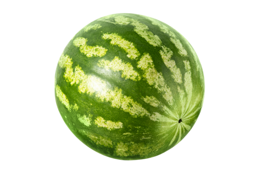 Fresh ripe watermelon isolated on transparent background, perfect for design, food concepts, summer themes and healthy nutrition ideas.