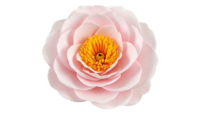 Single Pink Paper Flower with Yellow Center bloom