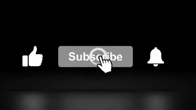 Animated subscribe button with like and notification bell for engaging channel promotion and interactive social media growth, modern and dynamic