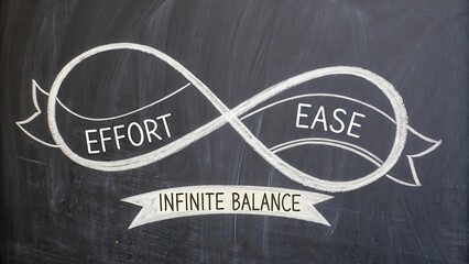 Minimal chalk sketch of effort and ease in infinite balance