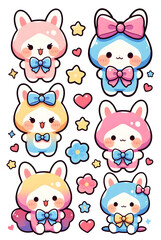 Adorable Kawaii Bunny Characters Set