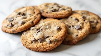 Fresh Chocolate Chip Cookies on White Background