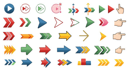 Arrow Icon Set Diverse Designs for Navigation and Directional Guidance Elements