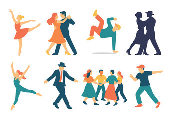 Fototapeta premium Vibrant silhouettes dancing gracefully in colorful display of movement and expression