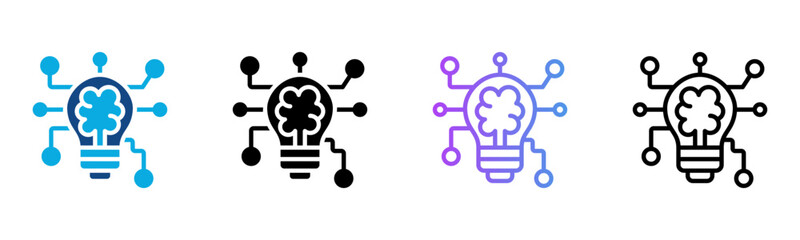 Deep Learning Icon Multiple Style Vector Illustration
