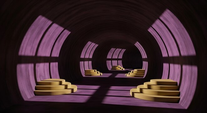 Illuminated Passageway with Platforms, A Visionary architectural Wonder