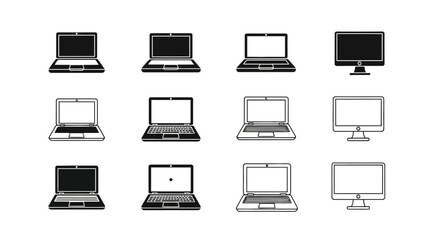 Elegant Collection of Minimalist Computer Icons for Digital Design Projects