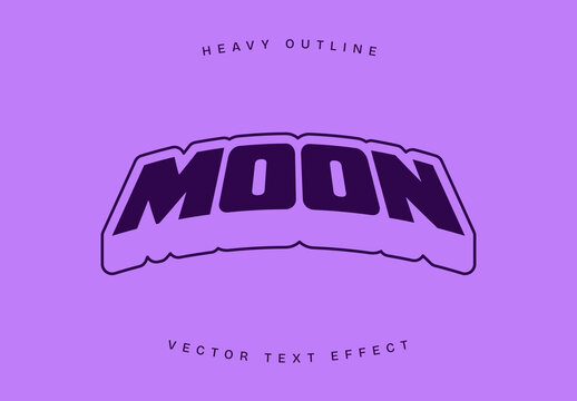 Moon Heavy Outline Text Effect Modern Editable Typography Style