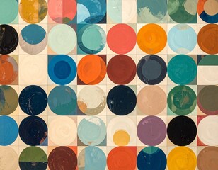 Abstract Geometric Pattern with Concentric Circles and Tiled Background