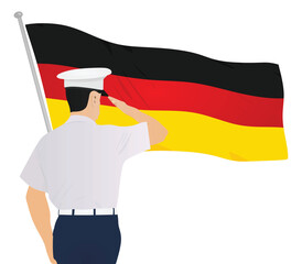 Obraz premium Soldier saluting Germany flag. vector 