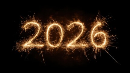 Sparkling Numbers Create a Festive Atmosphere for a Bright New Year Celebration in Glowing Fireworks Style 2026