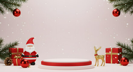 Airy Pink Christmas Studio Scene Background for Product Presentation