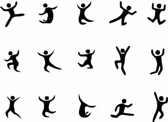 Jumping Figures Silhouette Ve...