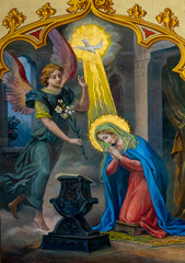 Fresco (1912) of Annunciation to the Blessed Virgin Mary by the Archangel Gabriel.