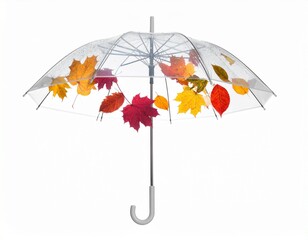 Transparent Bubble Umbrella with Rain Drops Isolated on White Background - Rainy Day Accessory