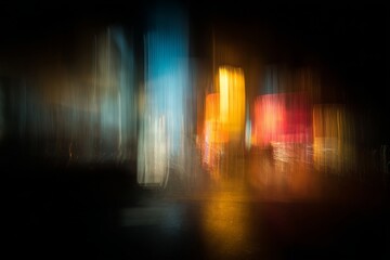 Abstract urban night lights with vibrant blurs and colorful effects