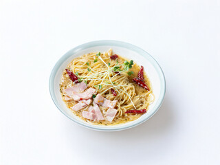 Bacon Oil Pasta on a Plate