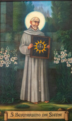 Obraz premium Painting (19th century) of Saint Bernardino of Siena. Saint of the Roman Catholic Church.