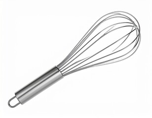 Stainless Steel Balloon Whisk Isolated on White Background - Kitchen Baking Utensil