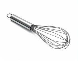 Stainless Steel Balloon Whisk Isolated on White Background - Kitchen Baking Utensil