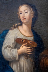 Painting (19th century) of Saint Lucy. Saint of the Roman Catholic Church.