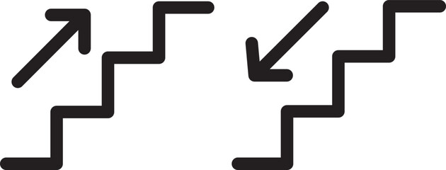 Stairs up and stairs down symbol set. Stairs icon. Stairs up, stairs down icon.    © MDParveg