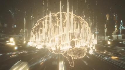 Opening on 3D brain glowing void spark particles via filaments neural activity Magically designed human brain floating space colorful bokeh particles Futuristic human brain anatomy side view - Powered by Adobe